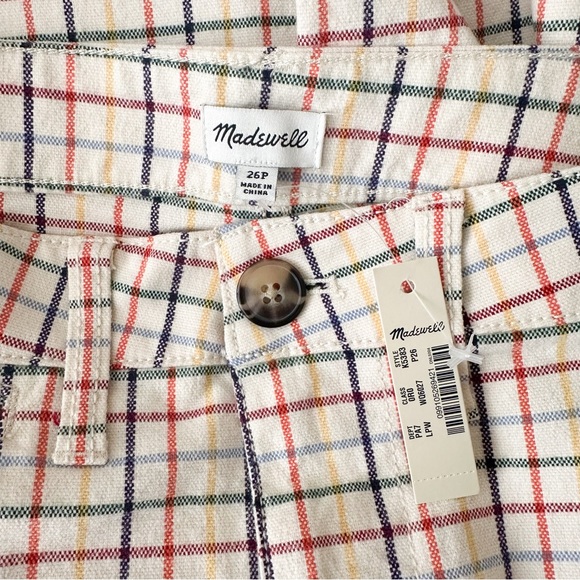 NWT Madewell Emmett Wide Leg Crop Pants in Rainbow Windowpane - Picture 7 of 8